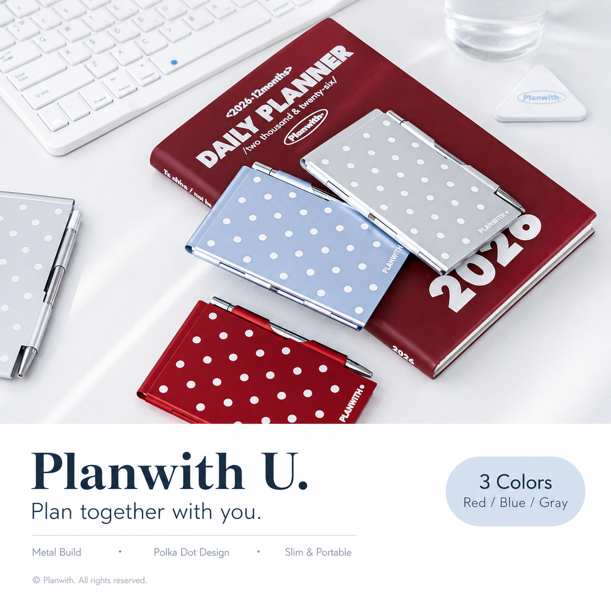 Planwith Pocket Metal Memo Pad Set with Twist Pen | Aluminum Alloy Pocket Journal