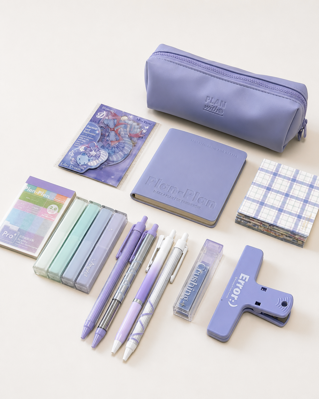Aesthetic Purple Stationery Gift Set by Planwith - color option view for stationery gift set | Lumiyear
