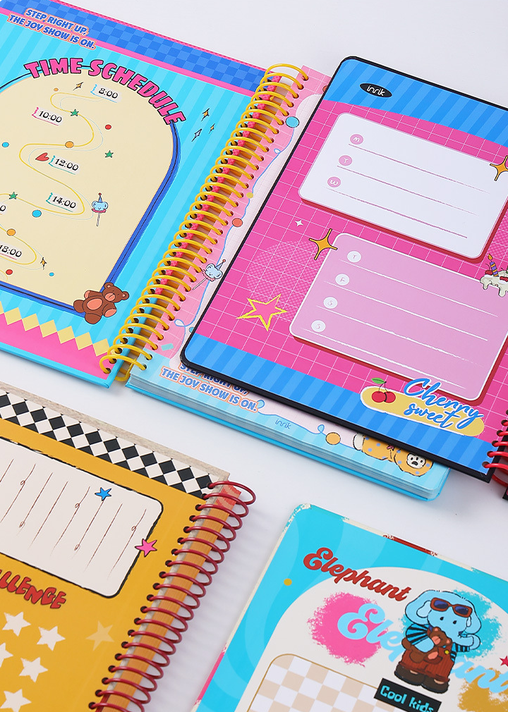 A4 Spiral Notebook with Elastic Band | Cute Retro American Cartoon Journal