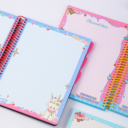 A4 Spiral Notebook with Elastic Band | Cute Retro American Cartoon Journal