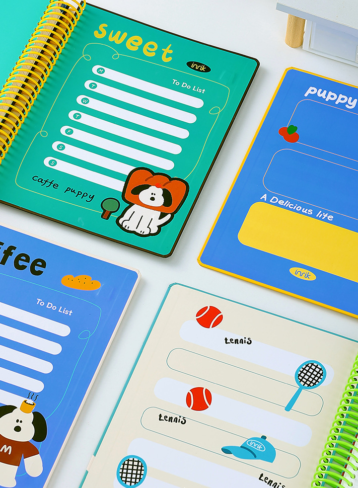 A4 Spiral Notebook with Elastic Band | Cute Dog Best Friends Journal