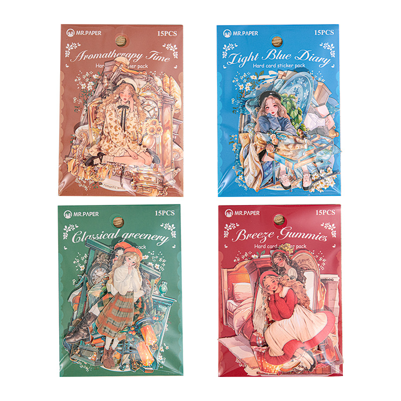 "Romantic Whisper" Series Large Silhouette Sticker Pack by mr.paper - color option view for scrapbook decoration | Lumiyear