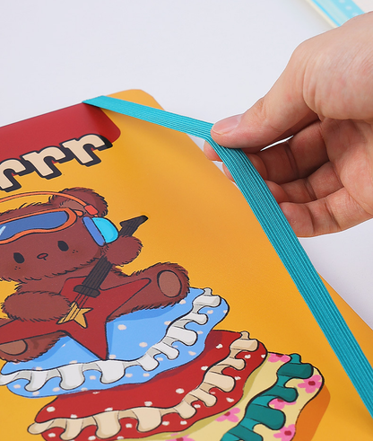 A4 Spiral Notebook with Elastic Band | Cute Retro American Cartoon Journal