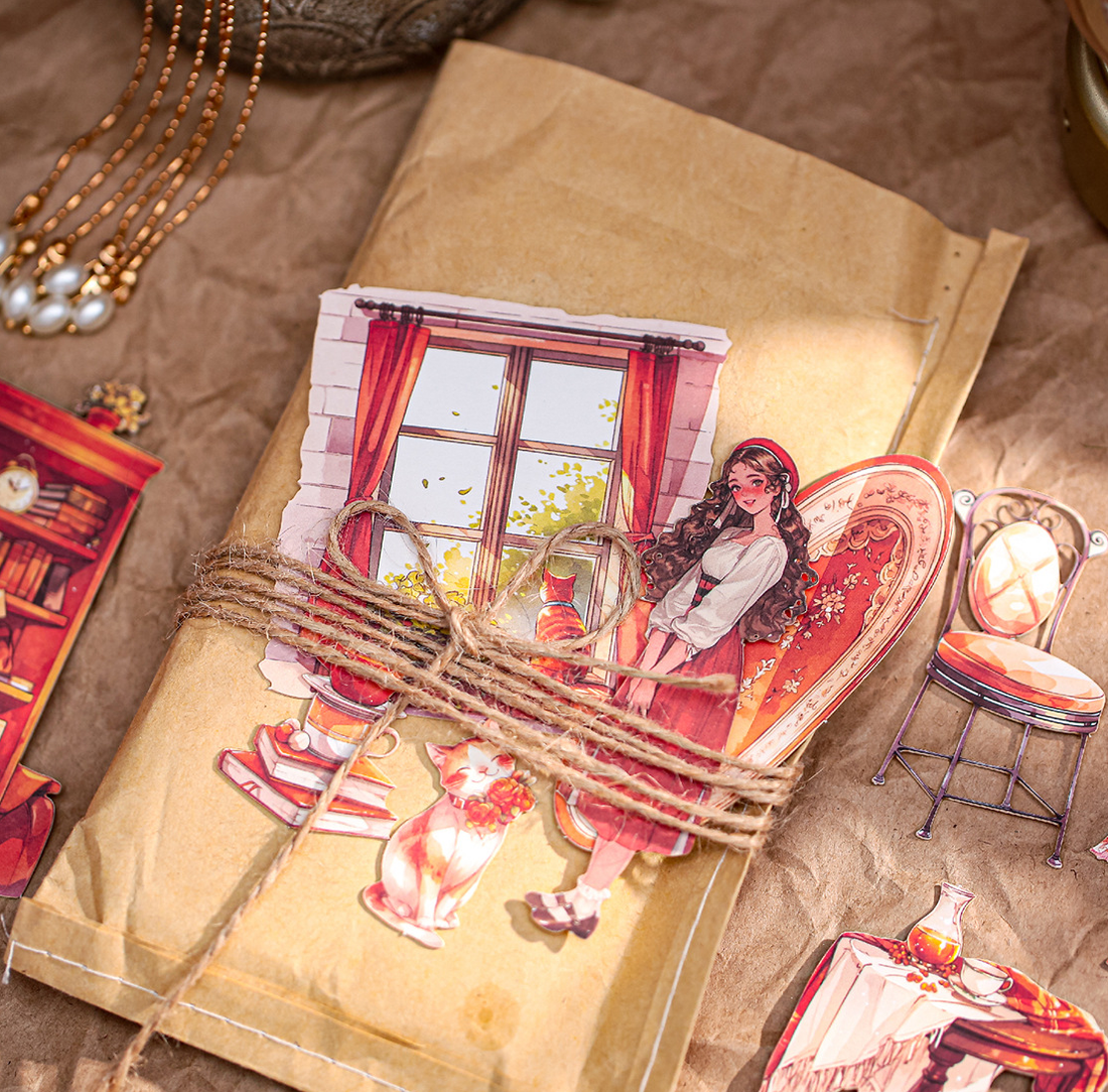 "Romantic Whisper" Series Large Silhouette Sticker Pack by mr.paper - color option view for scrapbook decoration | Lumiyear