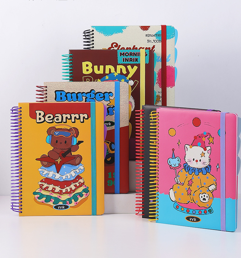 A4 Spiral Notebook with Elastic Band | Cute Retro American Cartoon Journal