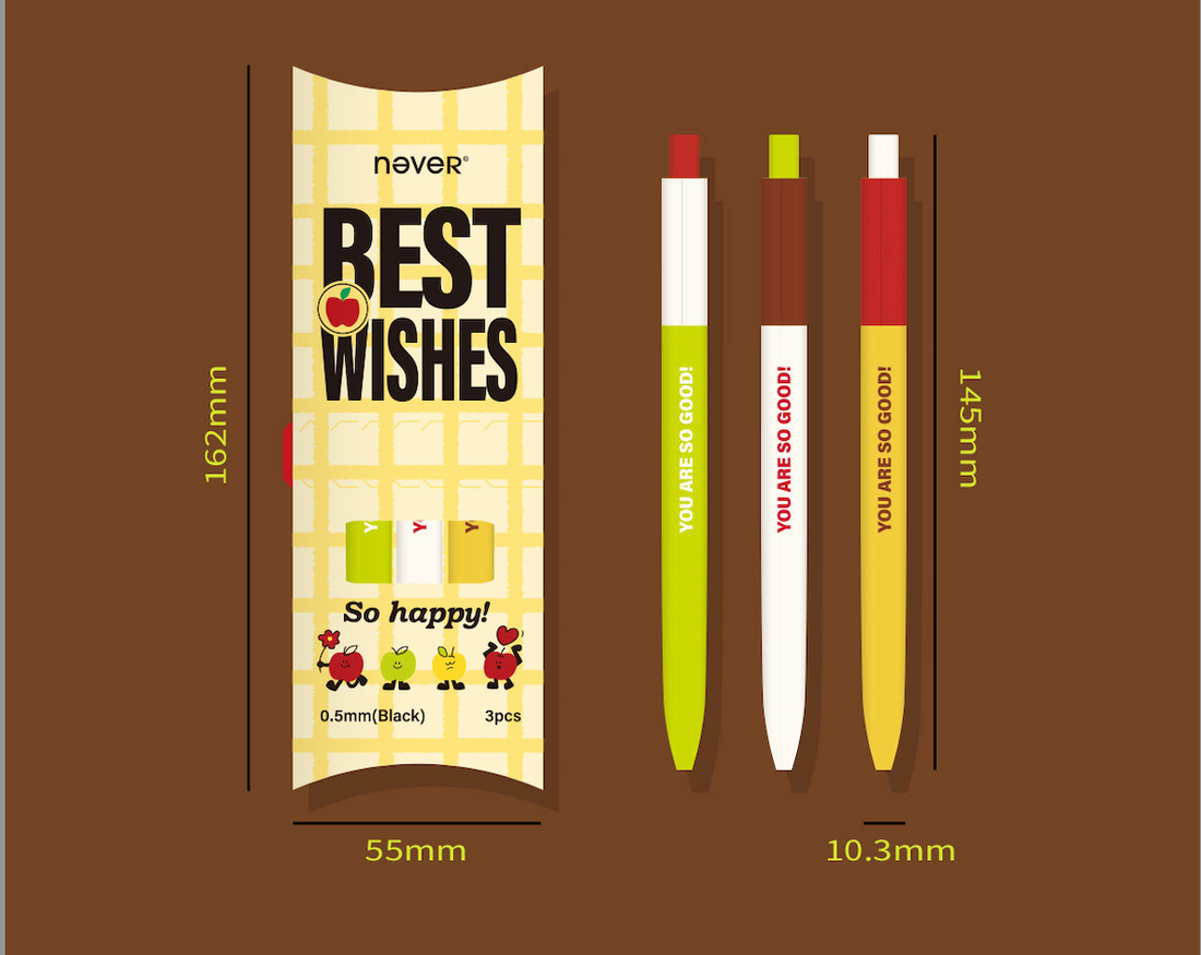 Apple Pie Color-Block Gel Pen Set (3 Pcs) by never - inside detail for journaling writing tool | Lumiyear