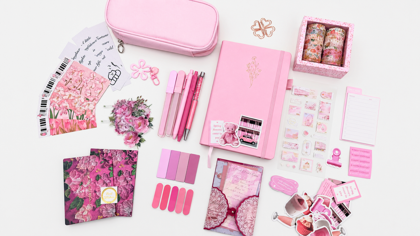 Pink Stationery Set | Elegant Sakura Floral Journal Gift Box