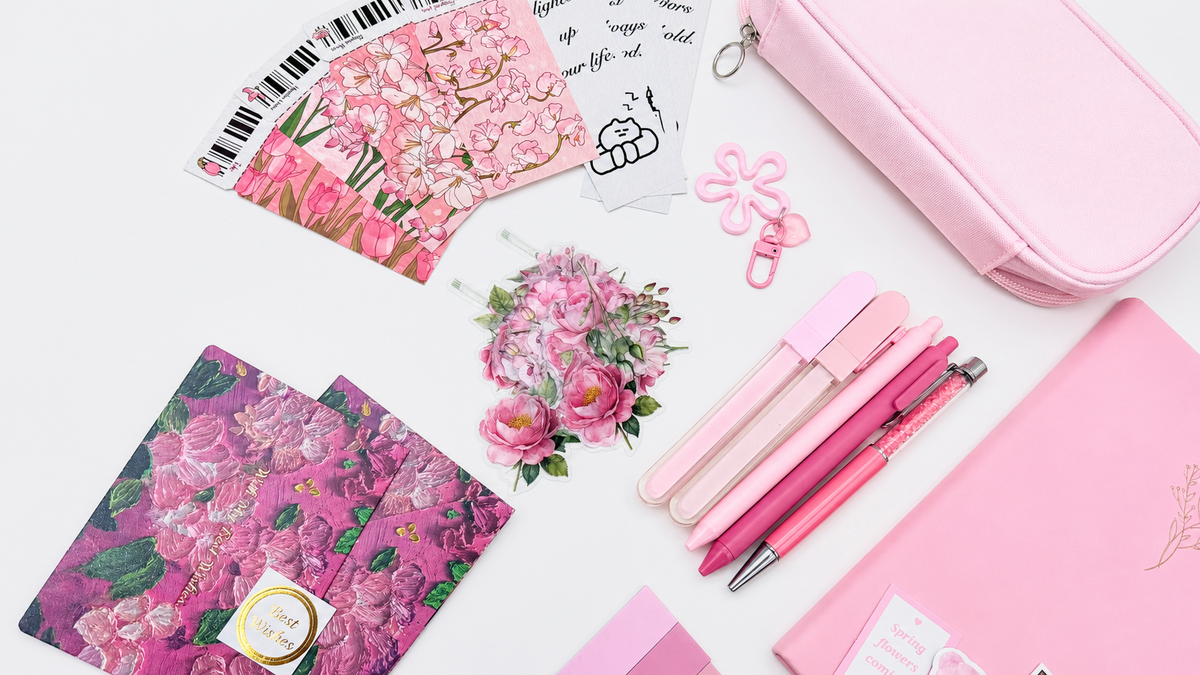 Pink Stationery Set - color option view for aesthetic stationery | Lumiyear