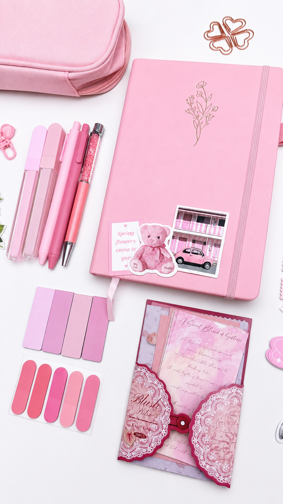 Pink Stationery Set | Elegant Sakura Floral Journal Gift Box