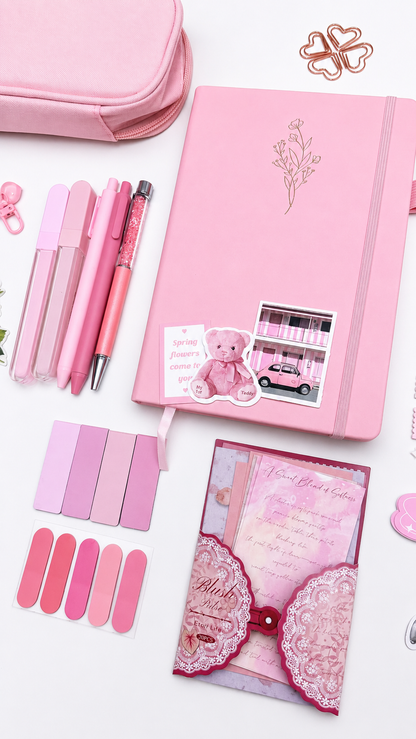 Pink Stationery Set | Elegant Sakura Floral Journal Gift Box