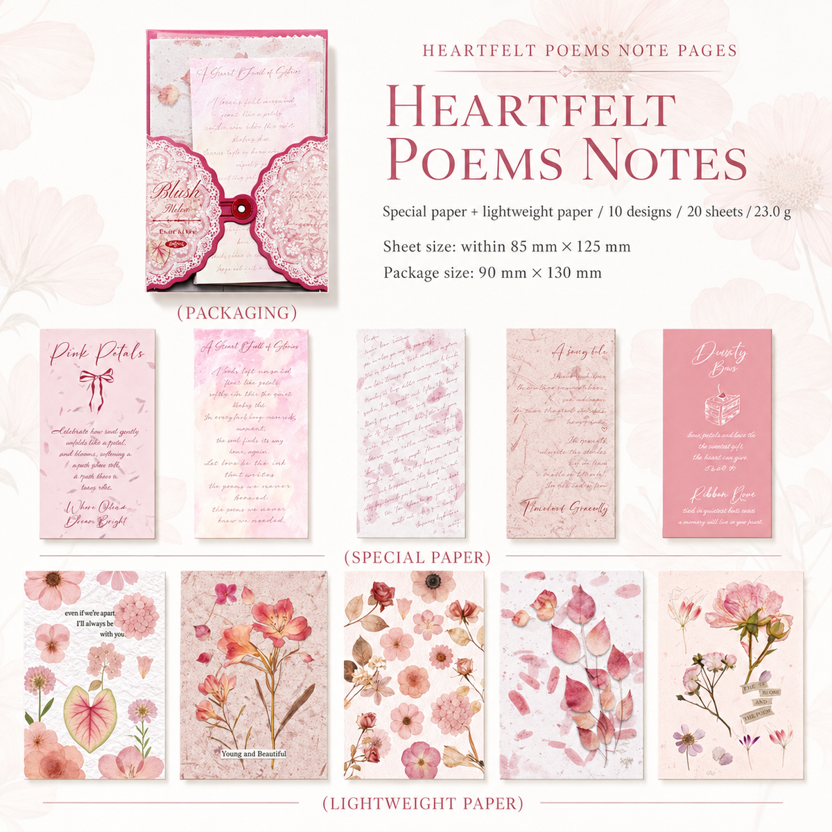 Etori Life "Flora & Flower Note" Series | طقم ورق نباتي فاخر بطابع فينتاج - ورق مزخرف مزدوج الملمس للسكرابوكينغ وفن التدوين
