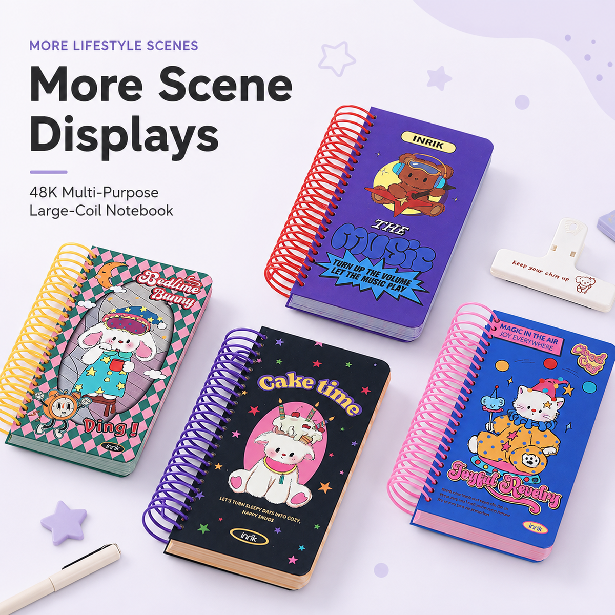 Illustrated 48K Spiral Notebook by inrik - color option view for journaling notebook | Lumiyear
