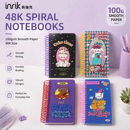 Illustrated 48K Spiral Notebook | Cute Cartoon Daily Planner Journal