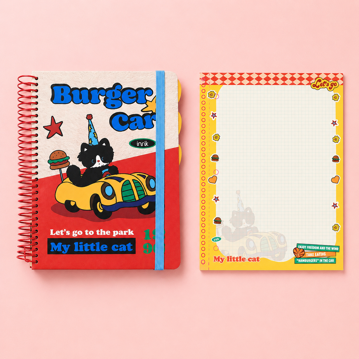 A4 Spiral Notebook with Elastic Band | Cute Retro American Cartoon Journal