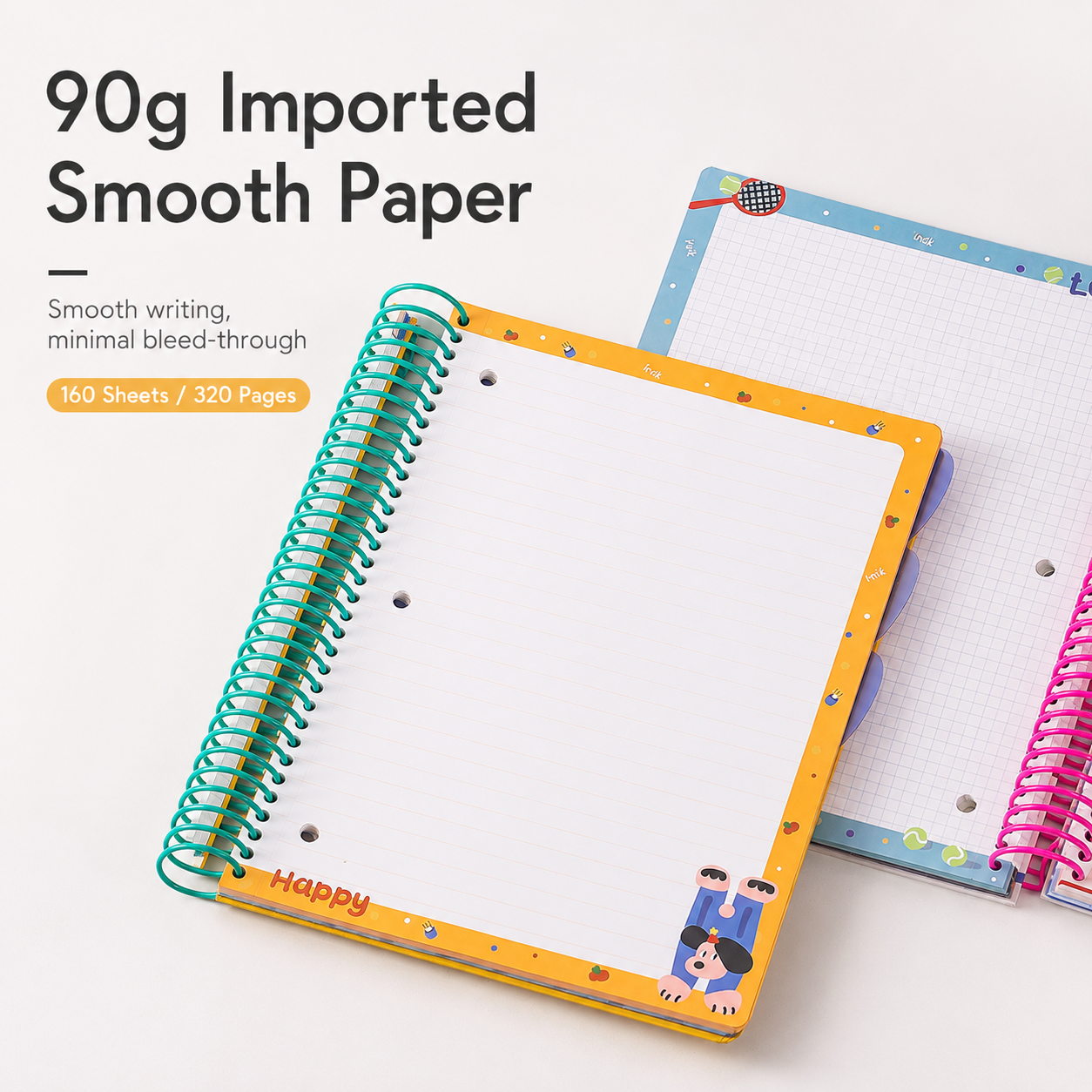 A4 Spiral Notebook with Elastic Band | Cute Dog Best Friends Journal