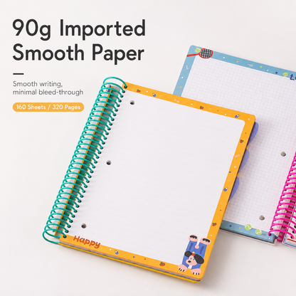 A4 Spiral Notebook with Elastic Band | Cute Dog Best Friends Journal