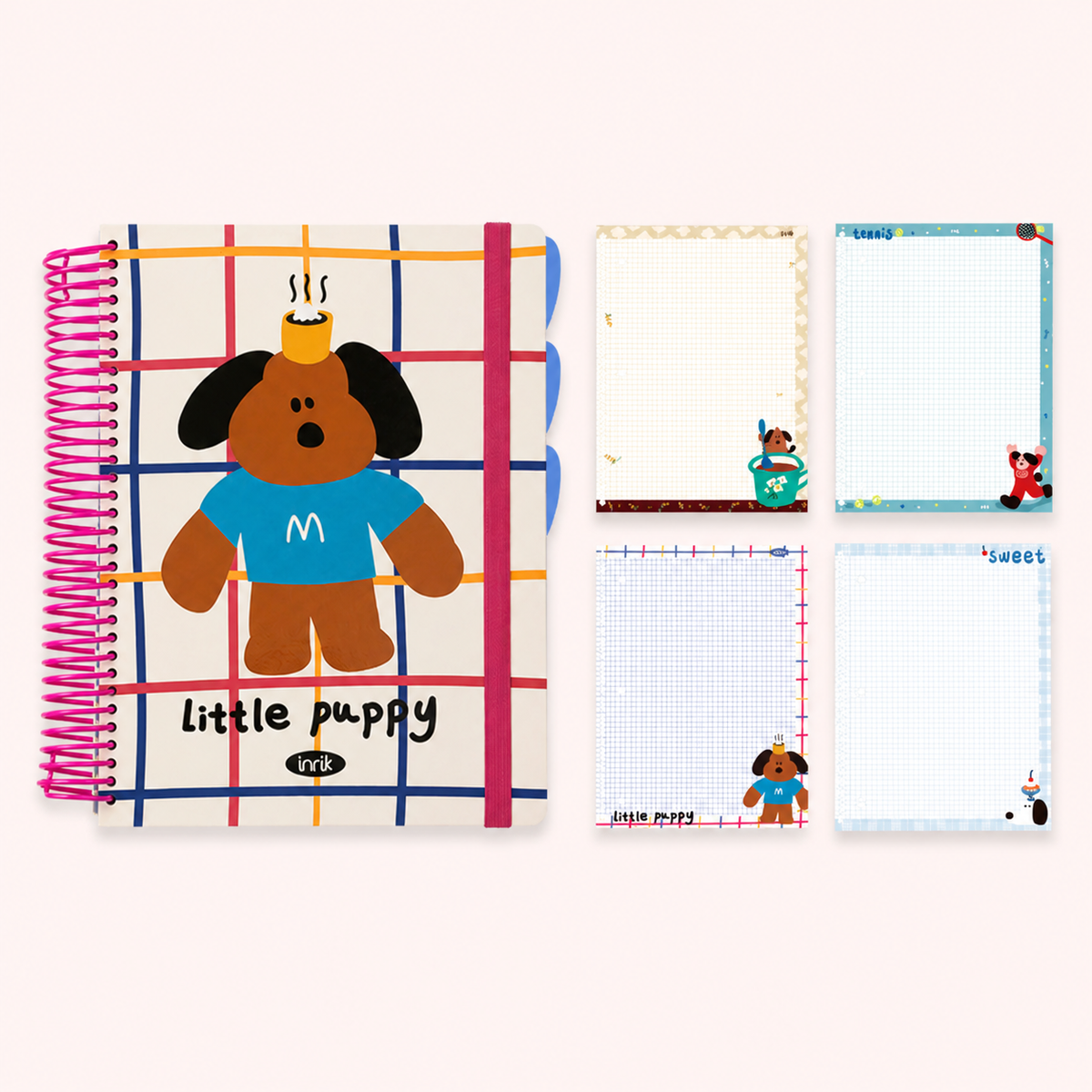 A4 Spiral Notebook with Elastic Band | Cute Dog Best Friends Journal