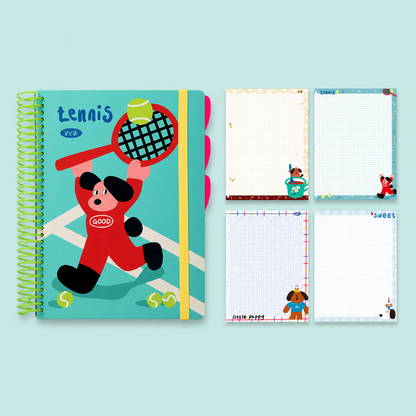 A4 Spiral Notebook with Elastic Band | Cute Dog Best Friends Journal
