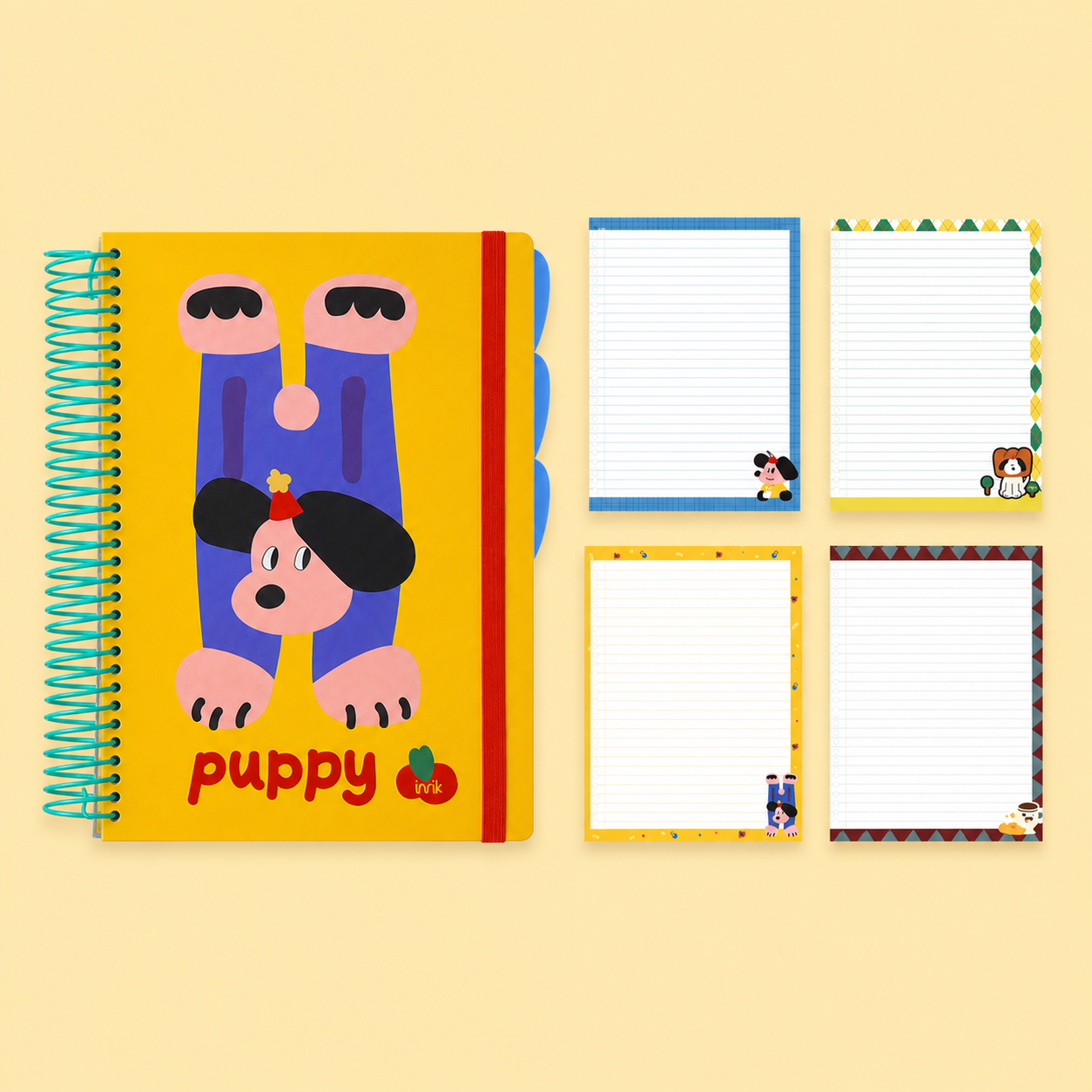 A4 Spiral Notebook with Elastic Band | Cute Dog Best Friends Journal
