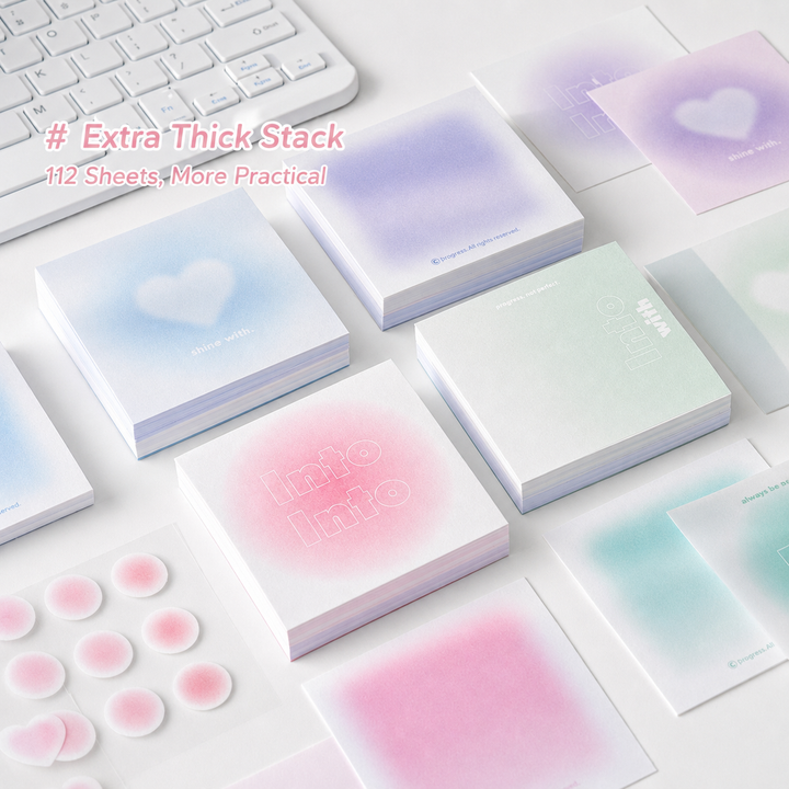 ROSYPOSY Aesthetic Pastel Sticky Note Set with PP Storage Box
