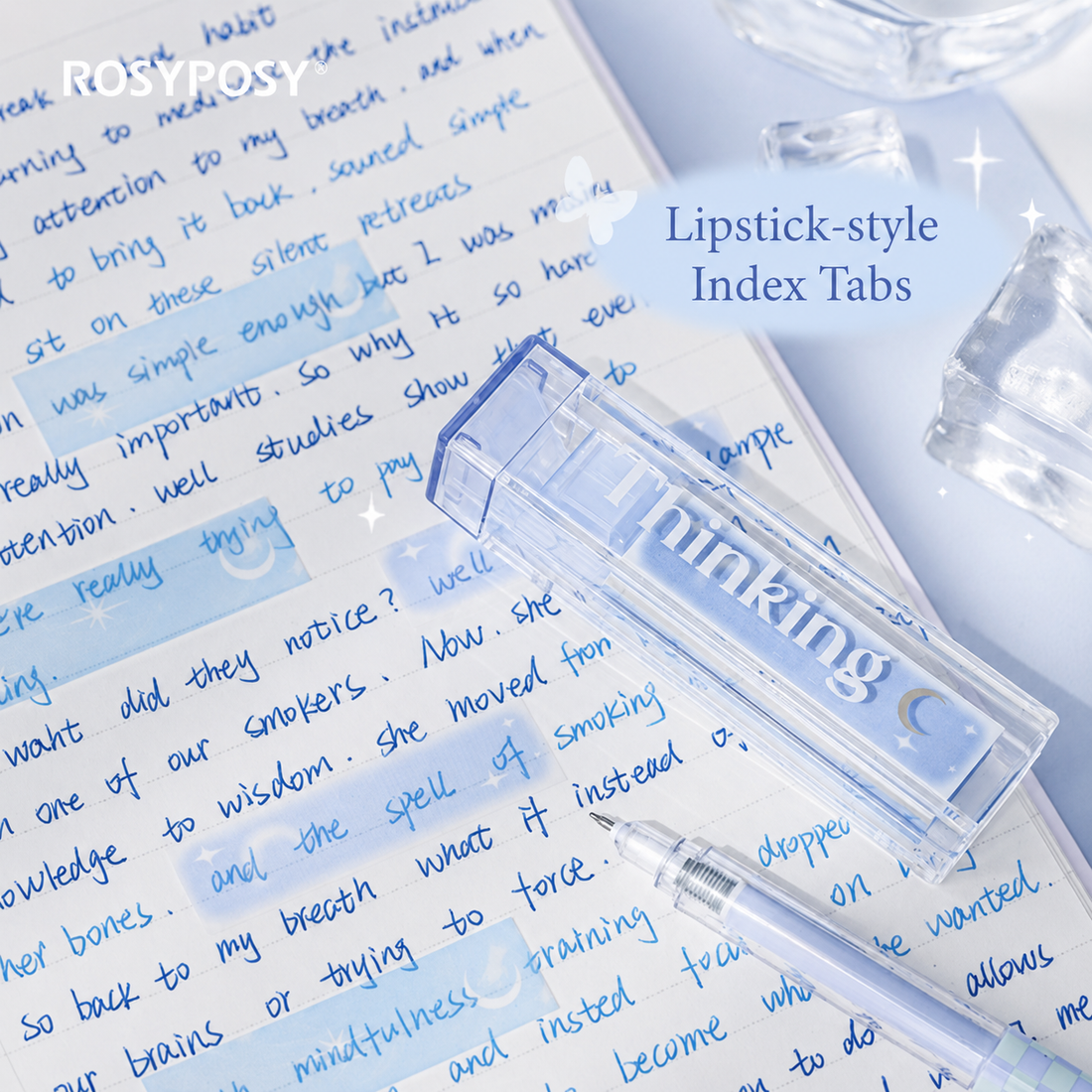 ROSYPOSY Lip Gloss Style Translucent PET Index Tabs Set by ROSYPOSY - color option view for aesthetic stationery | Lumiyear