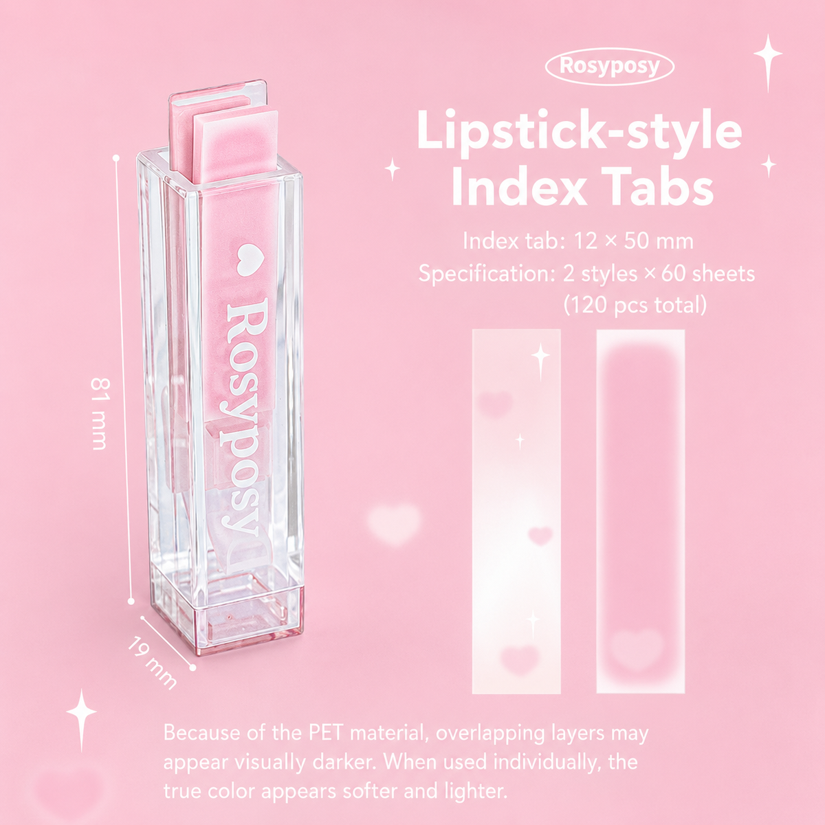 ROSYPOSY Lip Gloss Style Translucent PET Index Tabs Set