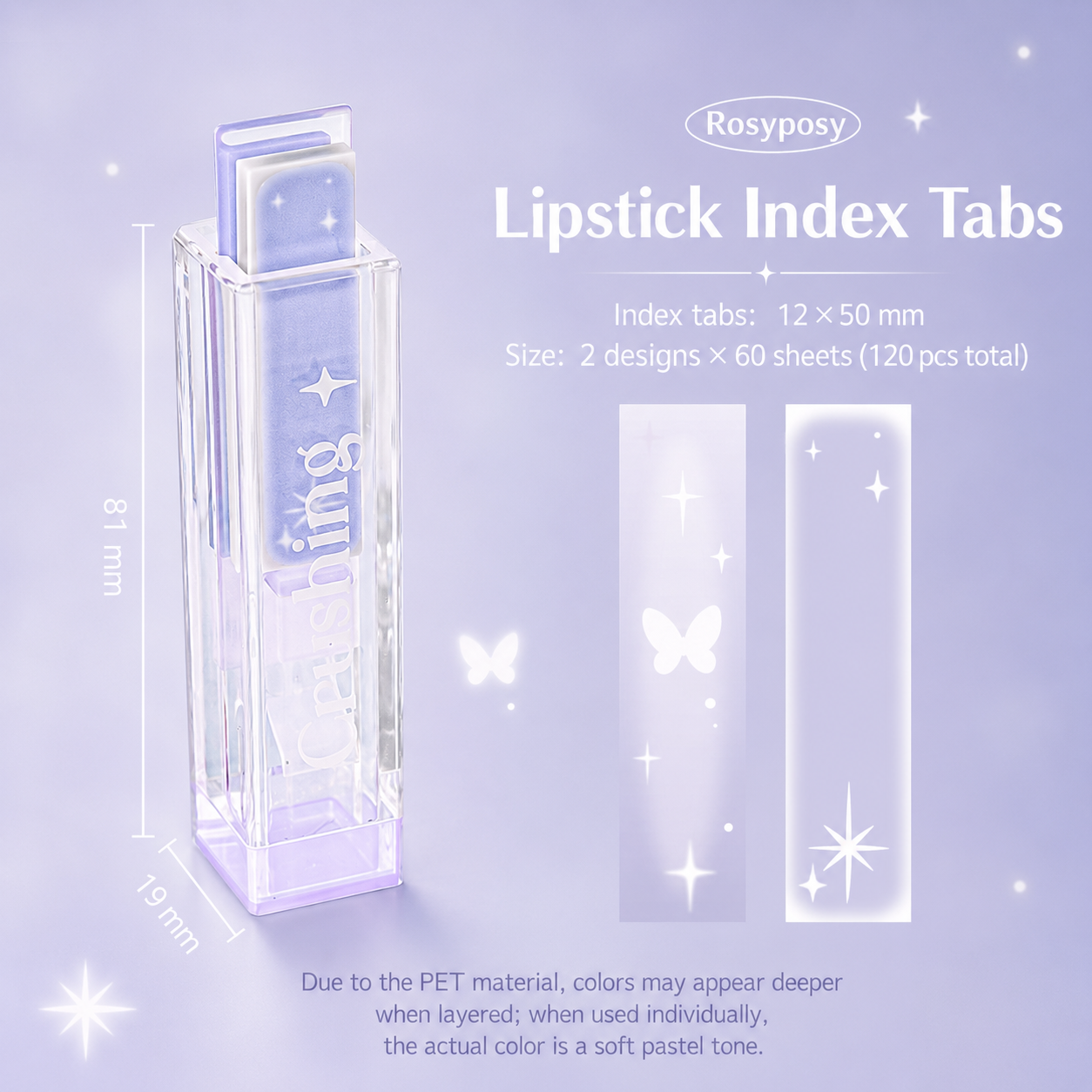 ROSYPOSY Lip Gloss Style Translucent PET Index Tabs Set
