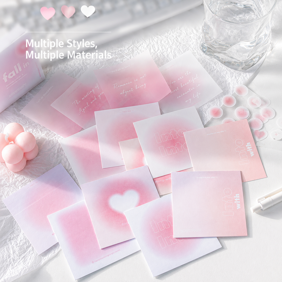 ROSYPOSY Aesthetic Pastel Sticky Note Set with PP by ROSYPOSY - color option view for aesthetic stationery | Lumiyear