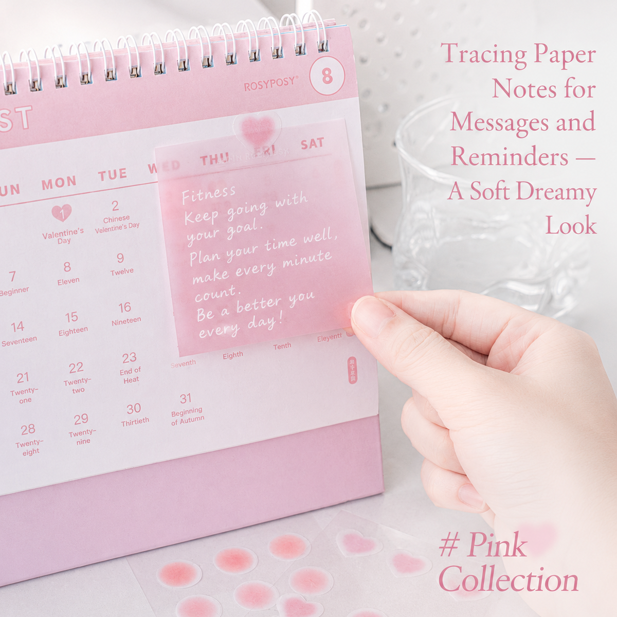 ROSYPOSY Aesthetic Pastel Sticky Note Set with PP by ROSYPOSY - color option view for aesthetic stationery | Lumiyear