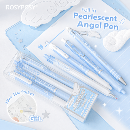 ROSYPOSY Angelic Wings Pearlescent Gel Pen Set | Silent Erasable Low Center of Gravity
