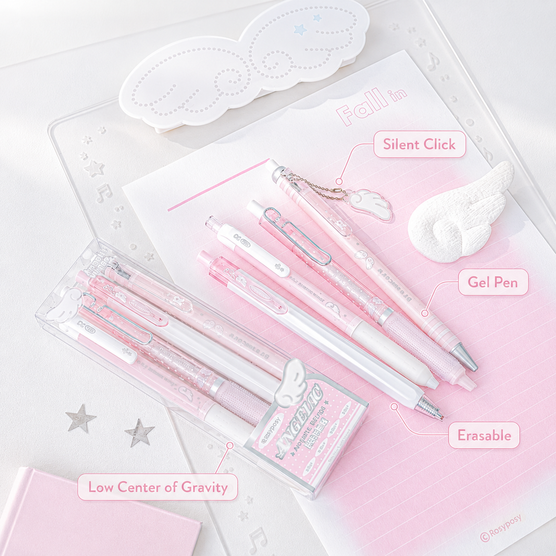 ROSYPOSY Angelic Wings Pearlescent Gel Pen Set by ROSYPOSY - color option view for journaling writing tool | Lumiyear