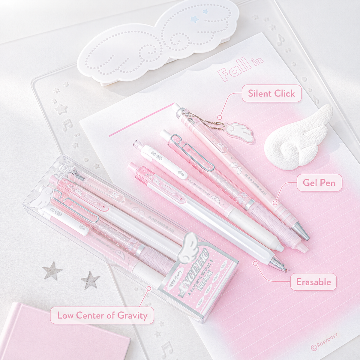 ROSYPOSY Angelic Wings Pearlescent Gel Pen Set by ROSYPOSY - color option view for journaling writing tool | Lumiyear