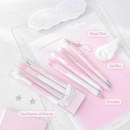 ROSYPOSY Angelic Wings Pearlescent Gel Pen Set | Silent Erasable Low Center of Gravity
