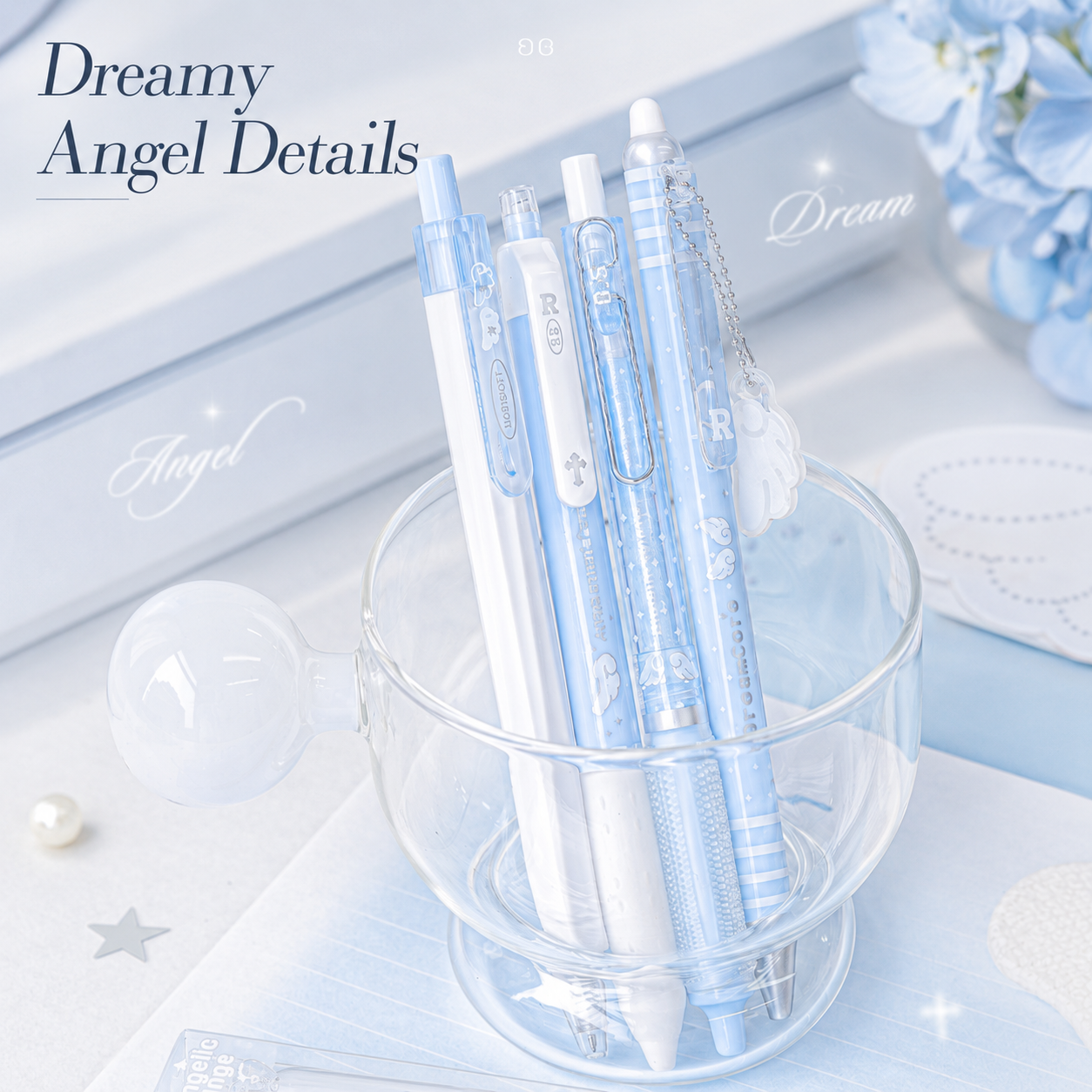 ROSYPOSY Angelic Wings Pearlescent Gel Pen Set | Silent Erasable Low Center of Gravity