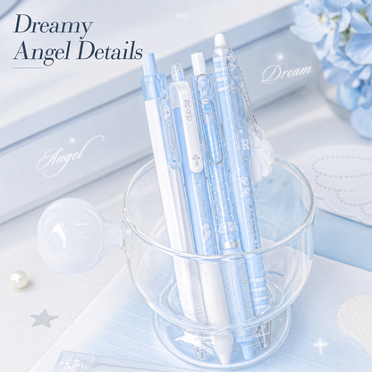 ROSYPOSY Angelic Wings Pearlescent Gel Pen Set | Silent Erasable Low Center of Gravity