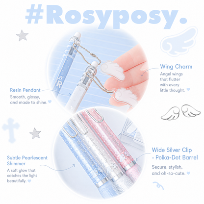 ROSYPOSY Angelic Wings Pearlescent Gel Pen Set | Silent Erasable Low Center of Gravity