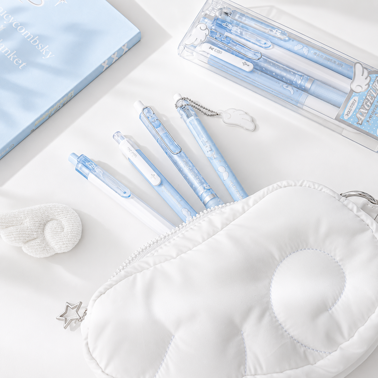 ROSYPOSY Angelic Wings Pearlescent Gel Pen Set | Silent Erasable Low Center of Gravity
