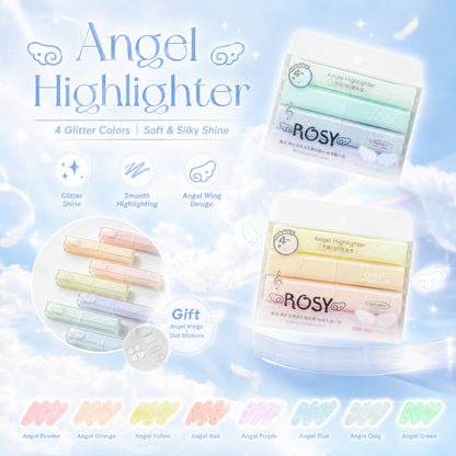 ROSYPOSY Angelic Shimmer Pastel Highlighter Set | Glitter 4-Piece Marker Kit