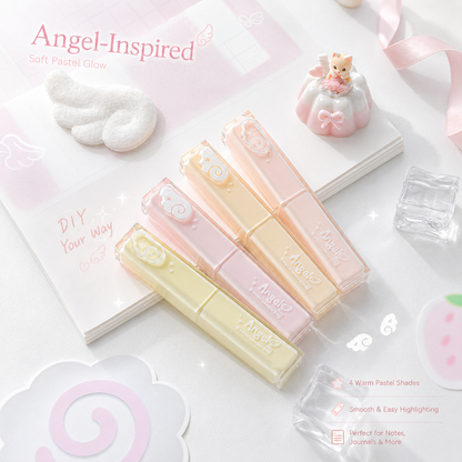 ROSYPOSY Angelic Shimmer Pastel Highlighter Set | Glitter 4-Piece Marker Kit