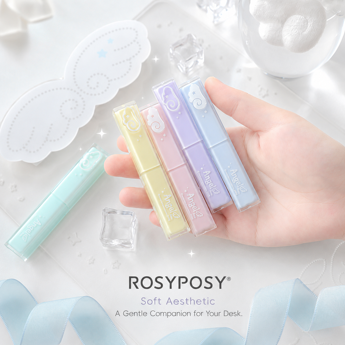 ROSYPOSY Angelic Shimmer Pastel Highlighter Set by ROSYPOSY - color option view for journaling writing tool | Lumiyear