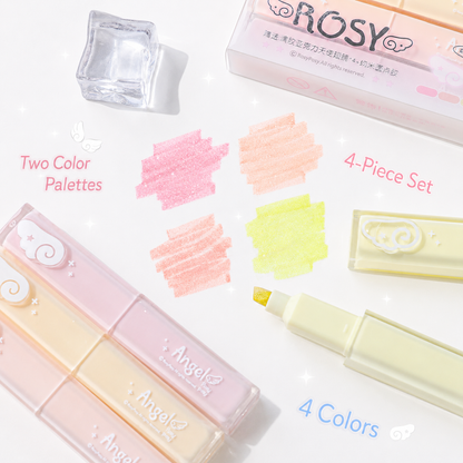 ROSYPOSY Angelic Shimmer Pastel Highlighter Set | Glitter 4-Piece Marker Kit