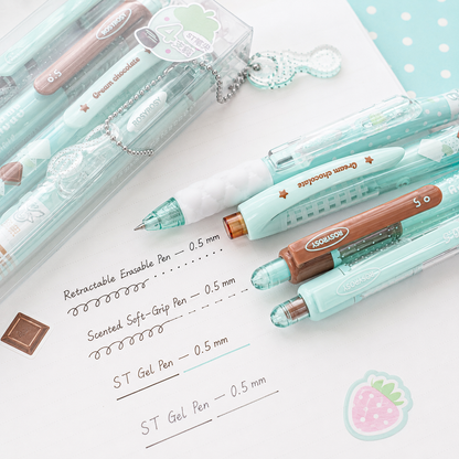 ROSYPOSY Strawberry Chocolate Melody Gel Pen Set | Scented Erasable Creative Writing Kit