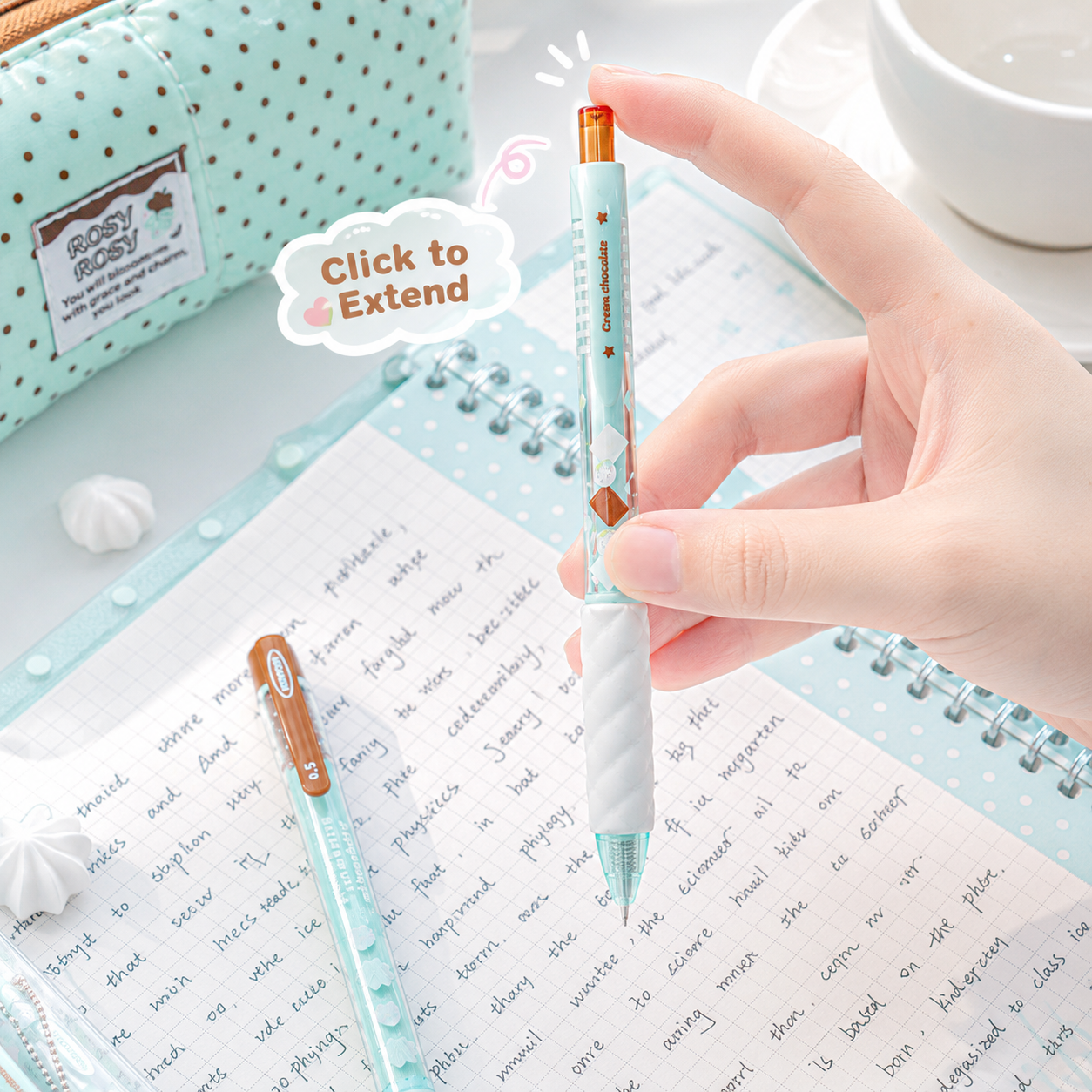 ROSYPOSY Strawberry Chocolate Melody Gel Pen Set | Scented Erasable Creative Writing Kit