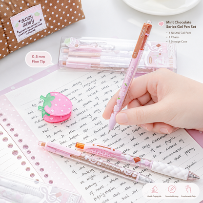 ROSYPOSY Strawberry Chocolate Melody Gel Pen Set | Scented Erasable Creative Writing Kit