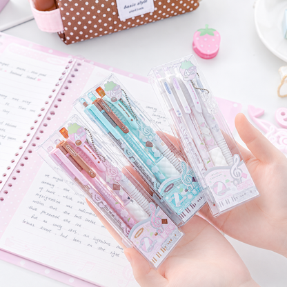 ROSYPOSY Strawberry Chocolate Melody Gel Pen Set | Scented Erasable Creative Writing Kit