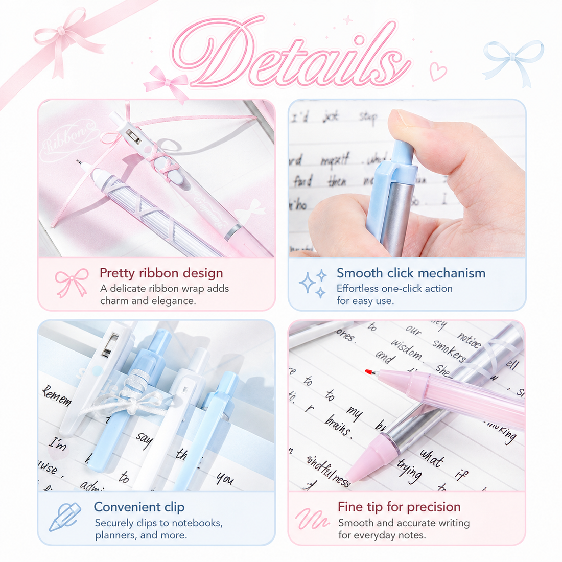 ROSYPOSY DIY Bow Ribbon Gel Pen Set by ROSYPOSY - color option view for journaling writing tool | Lumiyear