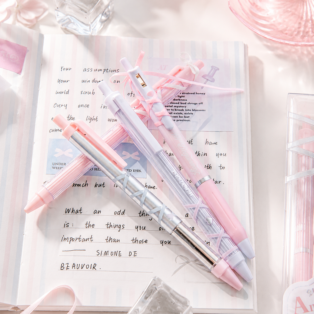 ROSYPOSY DIY Bow Ribbon Gel Pen Set by ROSYPOSY - color option view for journaling writing tool | Lumiyear