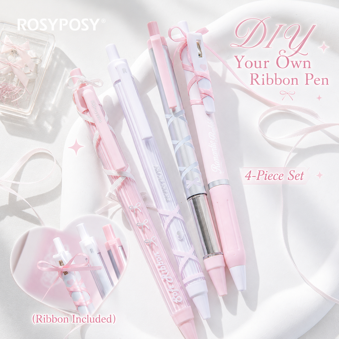 ROSYPOSY DIY Bow Ribbon Gel Pen Set by ROSYPOSY - color option view for journaling writing tool | Lumiyear