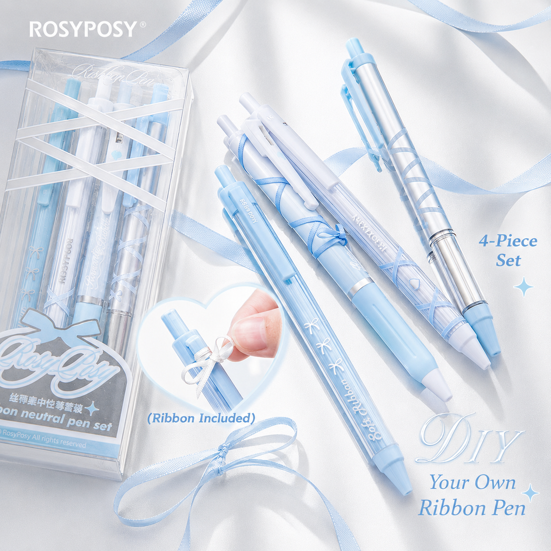 ROSYPOSY DIY Bow Ribbon Gel Pen Set by ROSYPOSY - color option view for journaling writing tool | Lumiyear