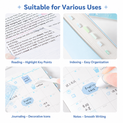 Planwith Multi-Functional Mark Sticky Note Book | Translucent PET & Washi Planner Stickers